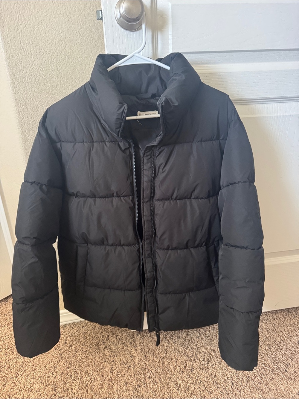 Mango Black Quilted Puffer Jacket